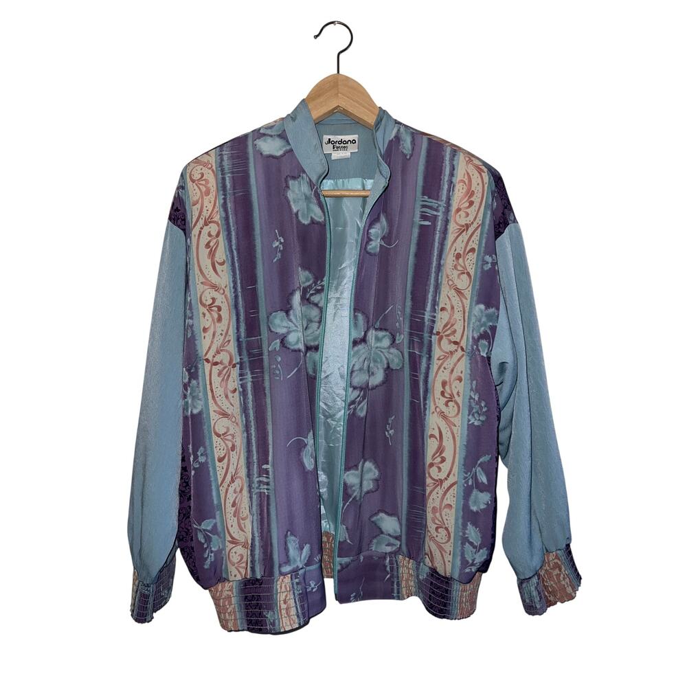 VINTAGE | 90s Zip-Up Abstract Floral Bomber Track Jacket